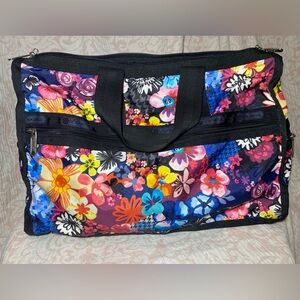 LeSportsac Medium Weekender Vibrant Multicolor Floral Travel Bag